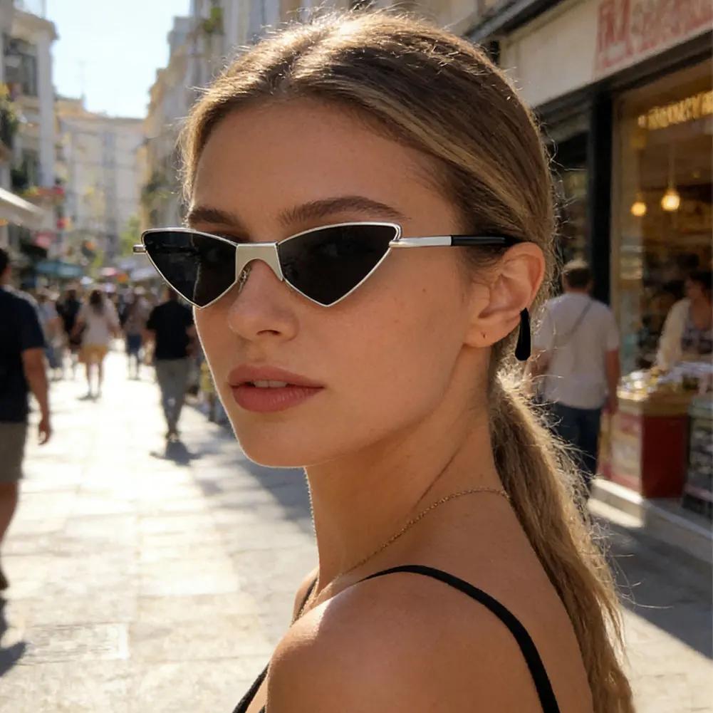 Retro Cat-Eye-Shaped Fashionable Sunglasses Triangle Frame Outdoor Sun Protection Glasses Fishing Sunglasses for Women Gift