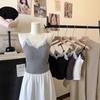 Gray Lace Slim Fit Camisole with Built-in Bra Pads - Women's Summer Sleeveless Top