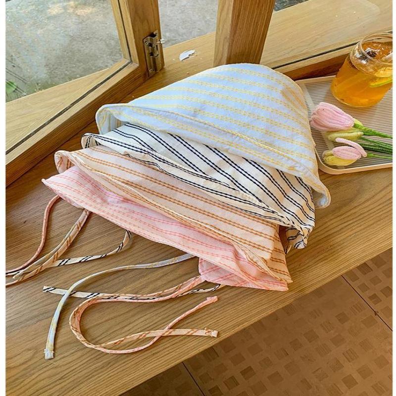Striped Bucket Hat For Women Summer Sunscreen Big Brim Foldable Sun Cap Breathable Sunscreen Fisherman Hats Gifts