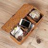 Rectangular 3 Grid Handwoven Storage Basket Handmade Rattan Divider Storage Box  Wardrobe