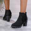 2024 Winter Women Boots Sexy Fashion Boots Pattern Chunky High Heels Women Boots  Female Round Toe Comfortable Shoes for Women