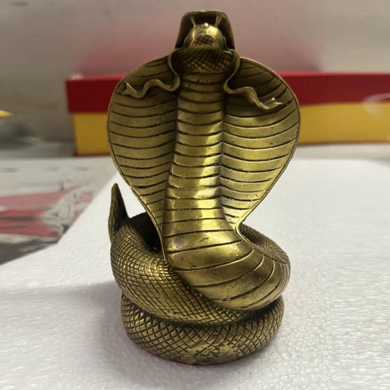 Seiko Pure Copper Animal Snake Sculpture Creative Living Room Office Desktop Shop, Craft Decoration, Ornaments, Height14 cm, 1Pc