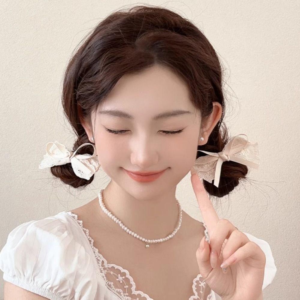 

Duckbilled Hair Clip Lace Bow Headwear Clip Sweet Kid Hairpins Children