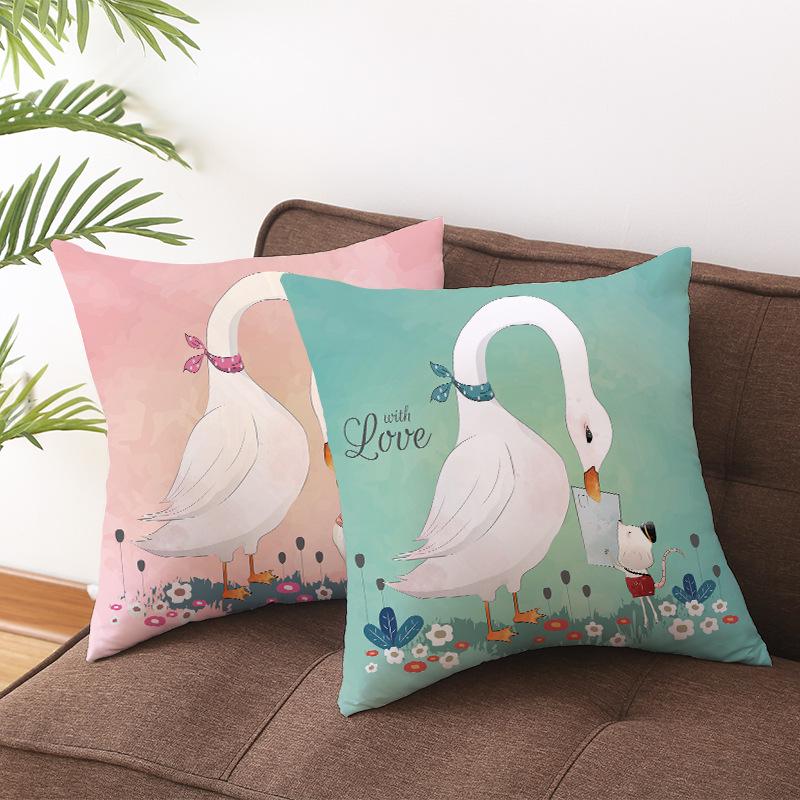 Cute Animal Cartoon Print Pillow Cover Shopee Home Supplies Car Sofa Cushion Cover