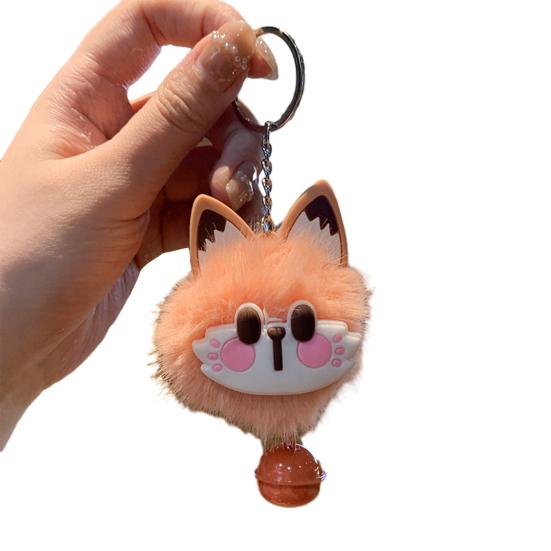 Keychain Rabbit Ear Soft Plush Ball Charm Key Chain Car Keys Bags Backpacks Kids Travel Accessories Stress Relief Gift