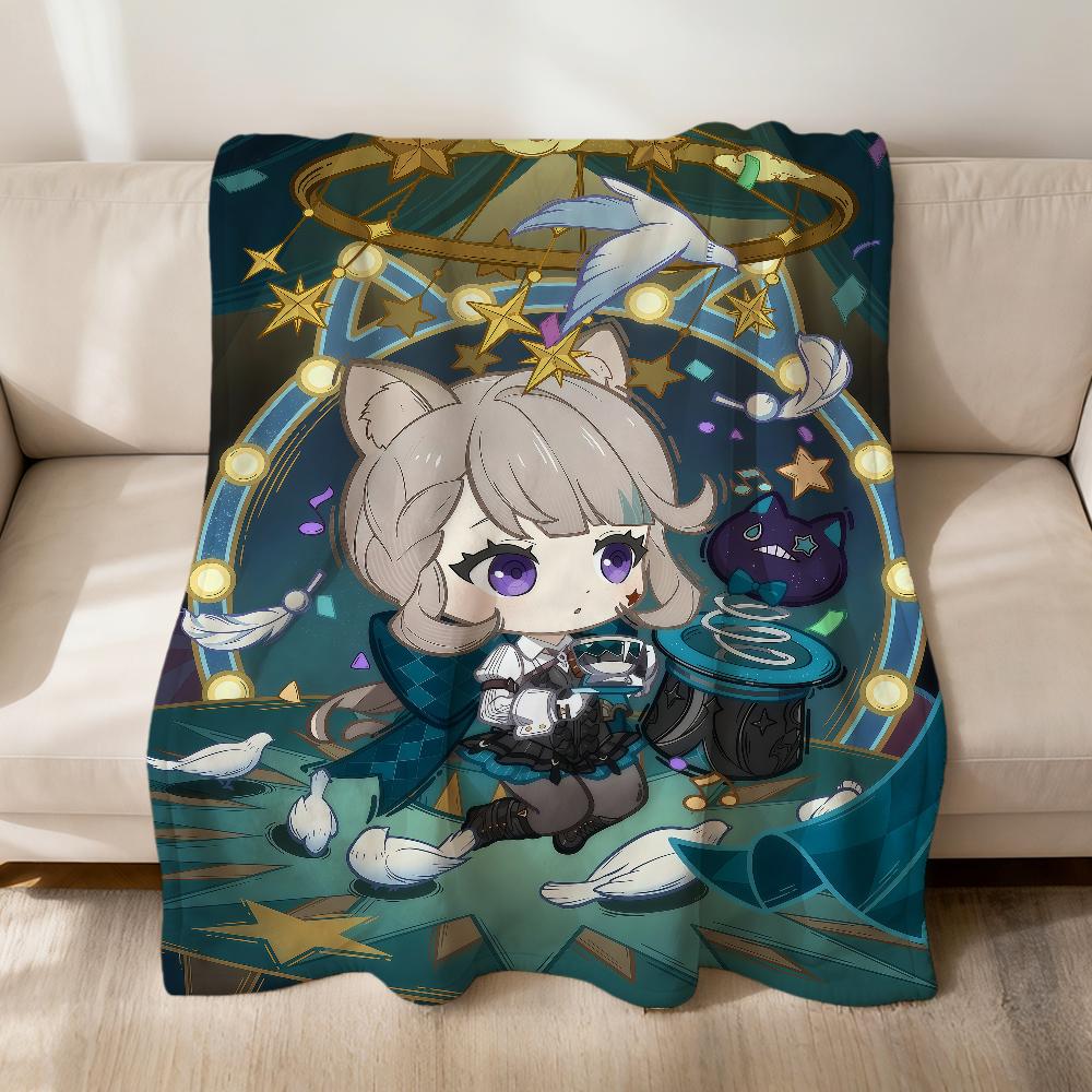 Game Lumine Genshin Impact Diluc Chibi Flannel Soft Warm Plush Blanket Sofa Living Room Pet Hogar Bedroom Gift Home Car Portable