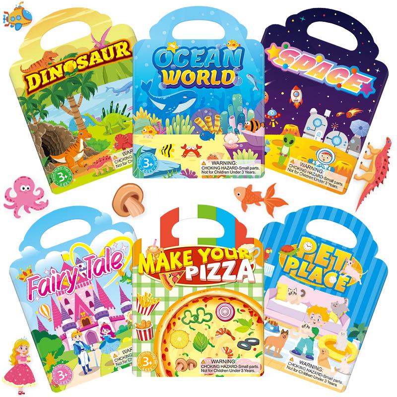 3 Stück Kinder Wiederverwendbare Gelee-Aufkleber Spielzeug Tier Ozean Cartoon Aufkleber Tragbar DIY Einfügen Bücher Aufkleber Spielzeug Geschenke für Kinder