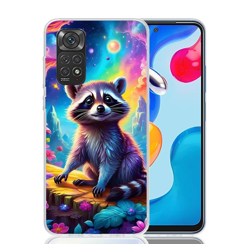 Raccoon Cute Animal Phone Case For Xiaomi Redmi Note 13 14 15 Pro Plus 12S 12 14S 11S 11E 10 10S 11 11T 5G 4G Cover Coque Redmi