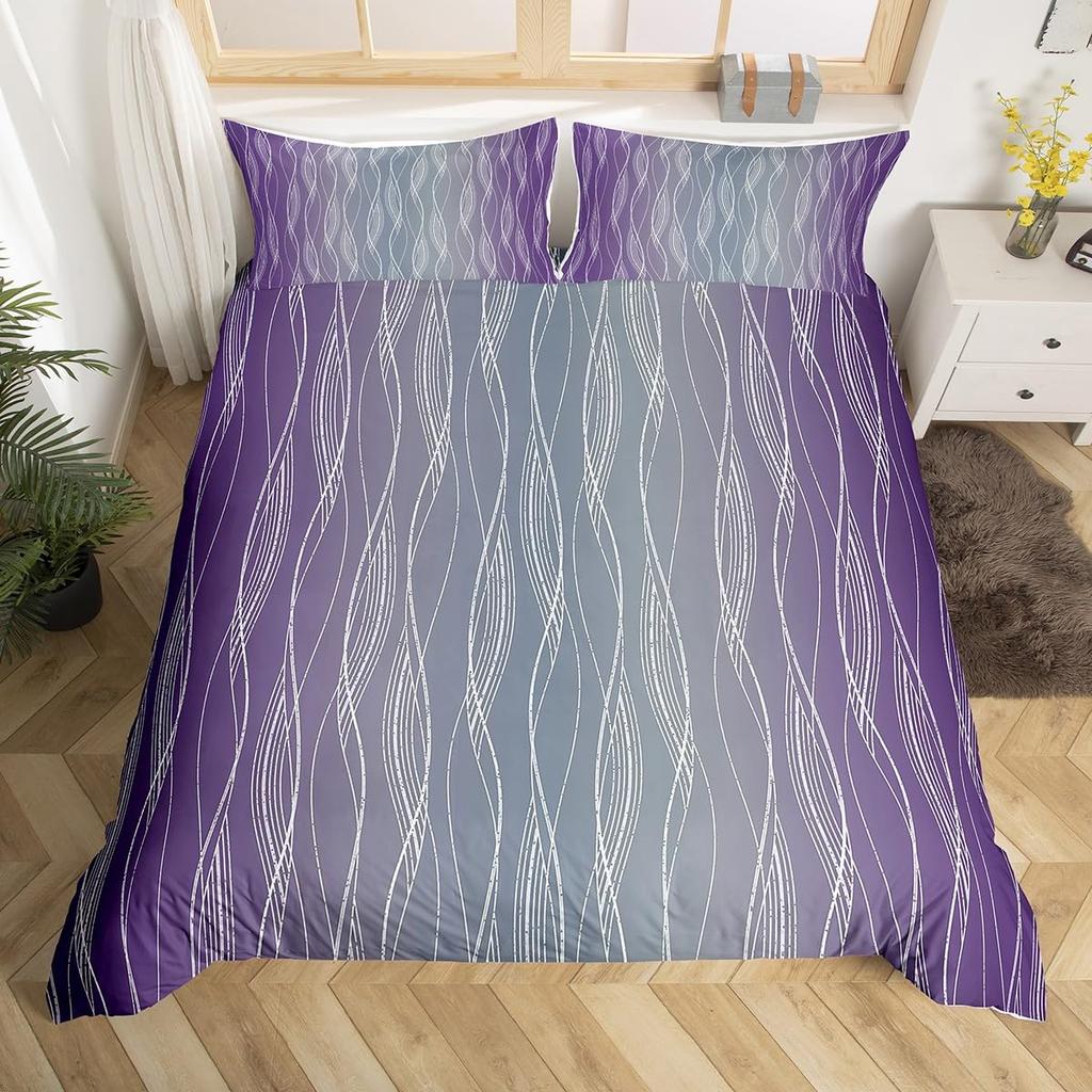 Wavy Duvet Cover Sets For Kids Teens Queen King Lightweight Quilt Covers Modern Abstract Bedding Sets Bedroom Decor No Comforter