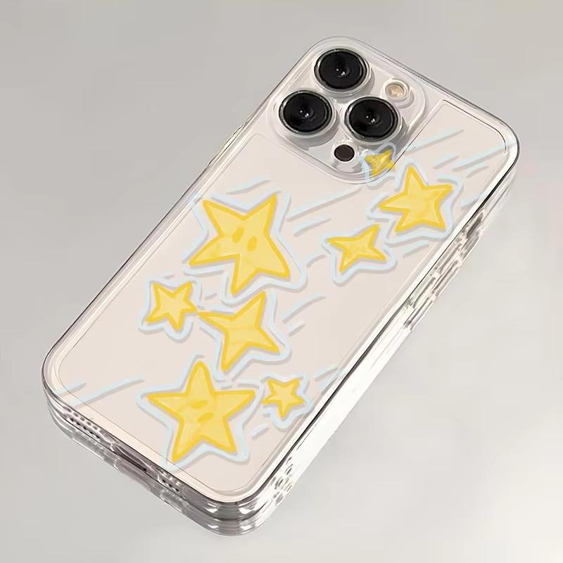Yellow Meteor Cute Star Cartoon Phone Case For IPhone 17 Pro Max Air 16E 15 14 13 12 11 Y2K Soft Back Clear Transparent Cover