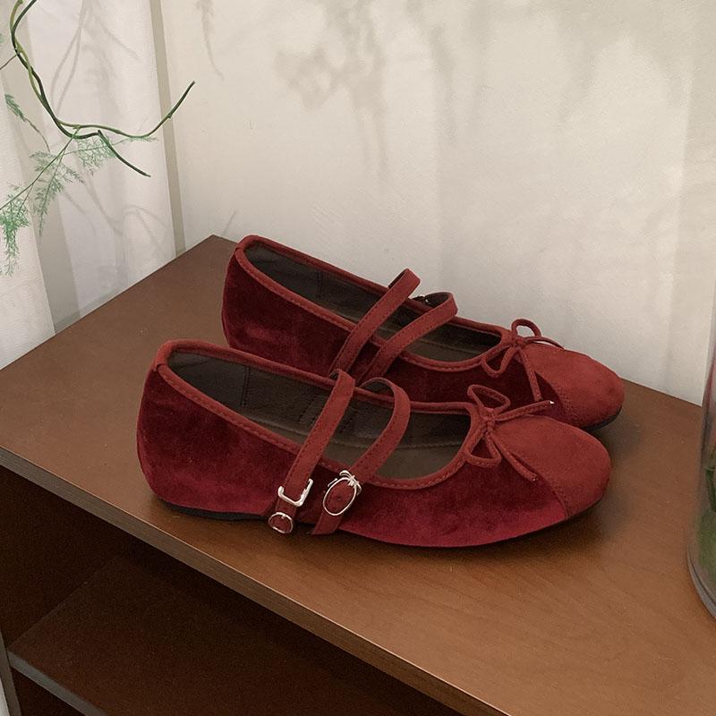 

Fashion Female Height Increasing Footwear Ladies Mary Janes Shoes Butterfly-Knot Fashion Round Toe Women Flats Shallow Shoes 35 красный