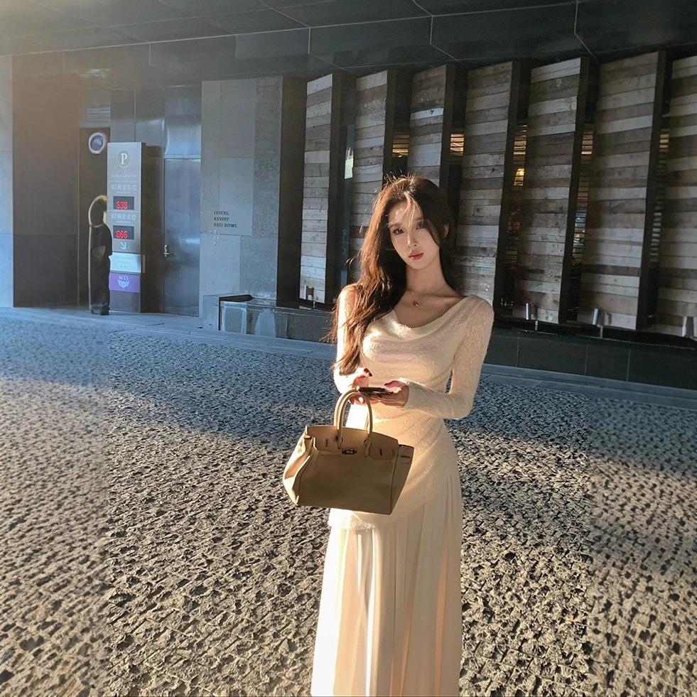 TZ7250 Elegant One-Shoulder French White Dress - Women s Autumn/Winter S белый