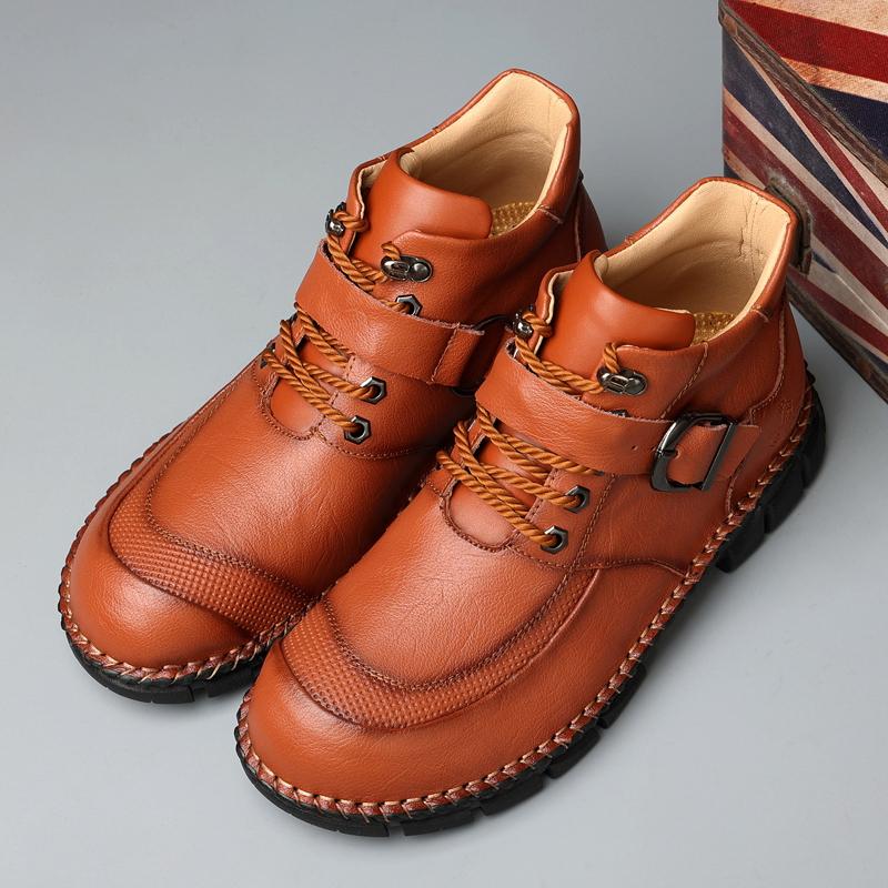 

Модные новые мужские походные ботинки большого размера из кожи для мужчин, нескользящие походные мужские кроссовки с мягкой подошвой 38 коричневый