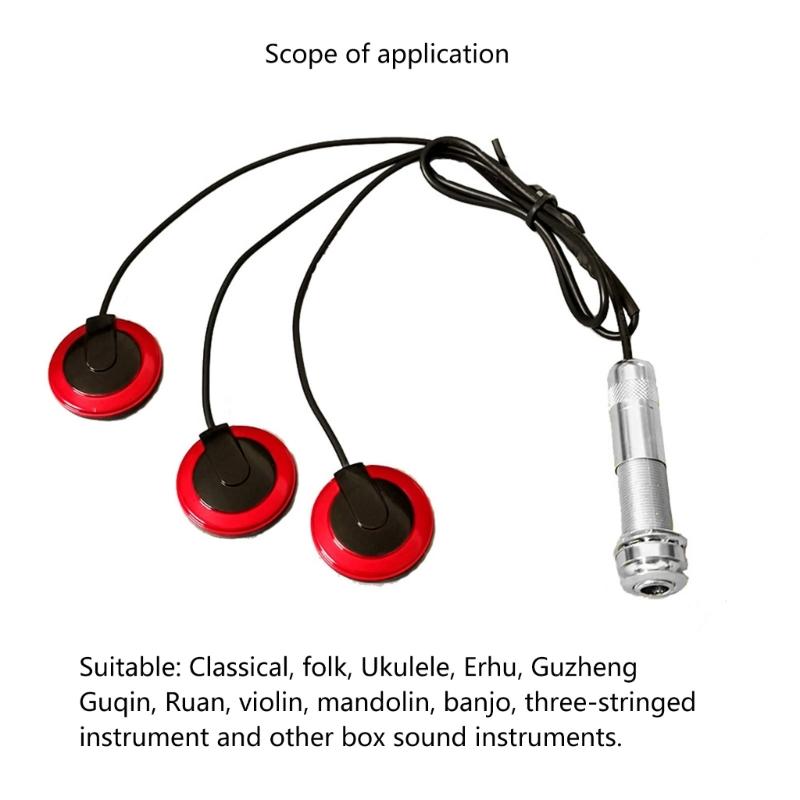 Self-adhesive Kalimba Pickup Piezo Transducer Microphone Contact Piezo Pickup with Buzzer for Thumb Piano Violin Ukulele