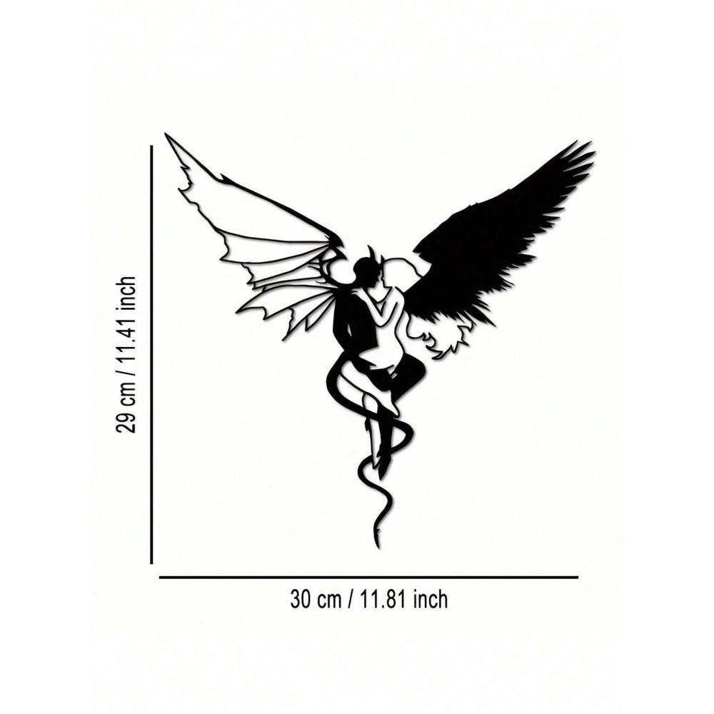 Wrought Iron Angel Devil Wall Decor Minimalist Home Art