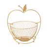 Apple-Shaped Fruit Basket Gold-Colored Dish Open for Dining Table