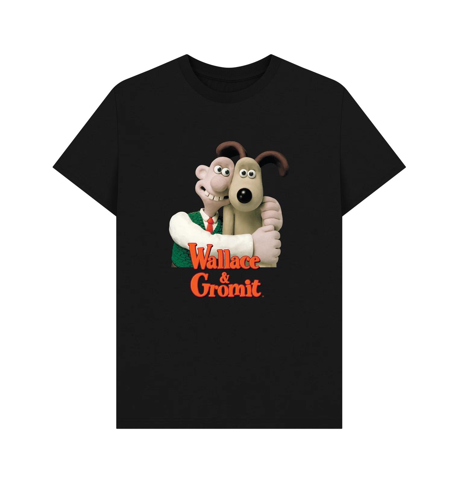 PREMIUM OFFICIAL Wallace & Gromit Wallace & Gromit Hugging Graphic Black T-Shirt 2XL