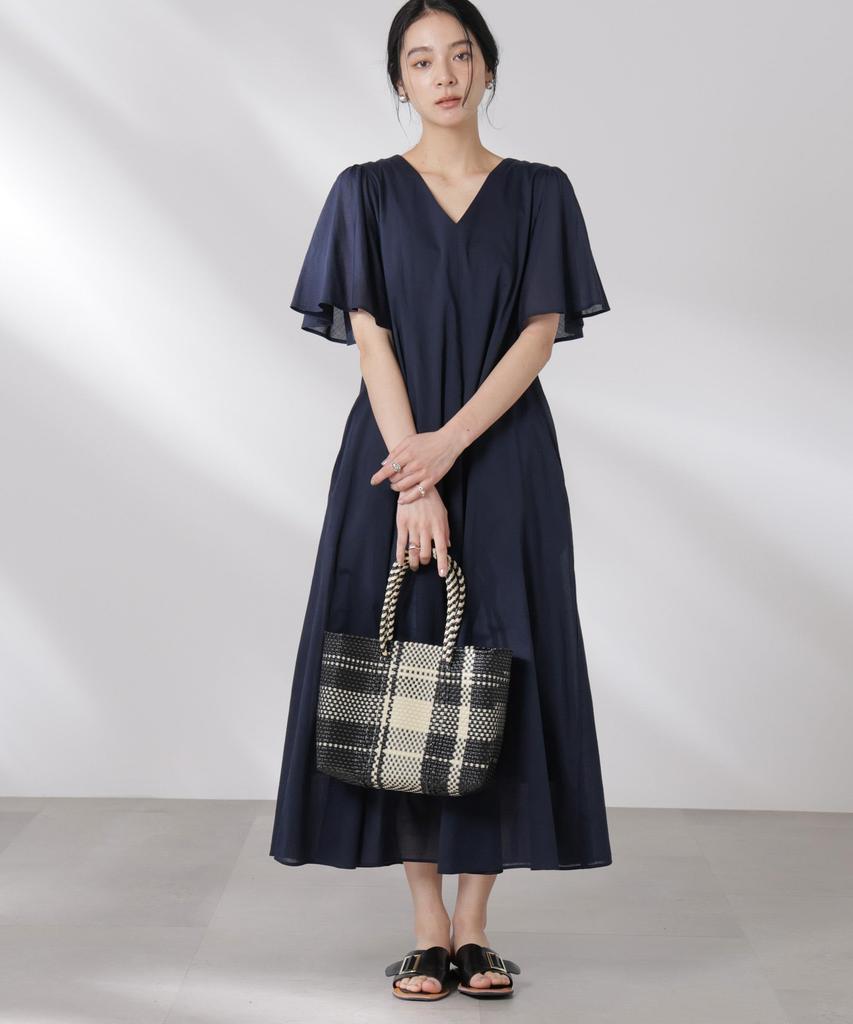 Nano Universe Made in India Cotton Flared Size S Dress, Women's, (120), Navy, 669-5119303