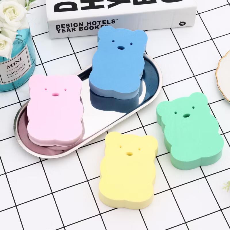 Cute Cartoon Bear Baby Bath Sponges (3-Pack)