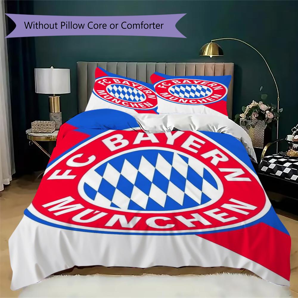 Set Copripiumino Trapuntato con Fantasia FC Bayern Monaco Copripiumino Federa Decorazione per la Casa Regalo di Compleanno (1 * copripiumino + 2 * federe senza imbottitura)48