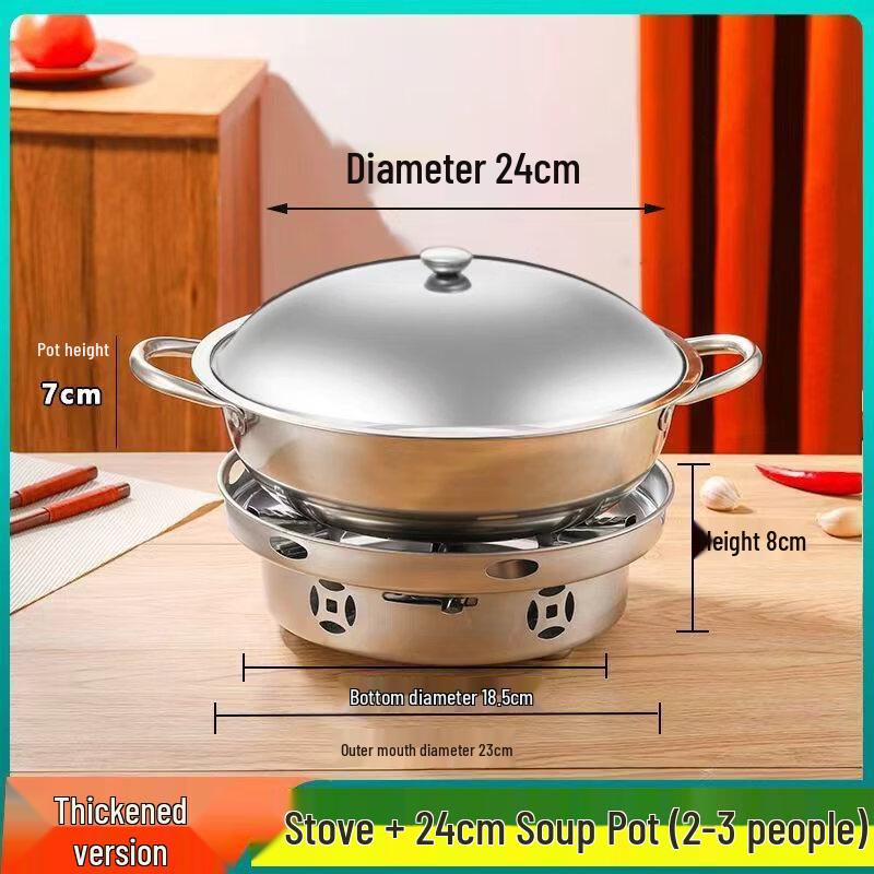 

ZISIZ Stainless Steel Personal Hot Pot Set with Alcohol Stove