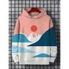 Men's Hoodie Landscape Paint Print Y2k Sweatshirt Harajuku Hooded Shirt Pullover Casual Oversized Long Sleeve Top Men's Clothing