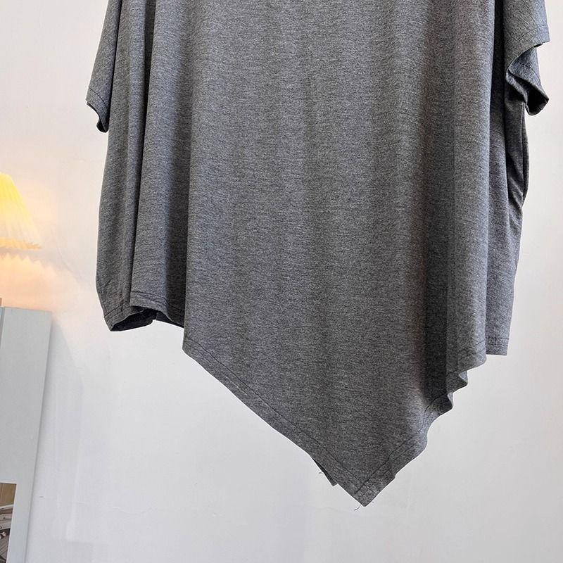 T-shirt Damski Jednolity Kolor Codzienny Duży Rozmiar Luźny Okrągły Dekolt Pulower Krótki Rękaw Top