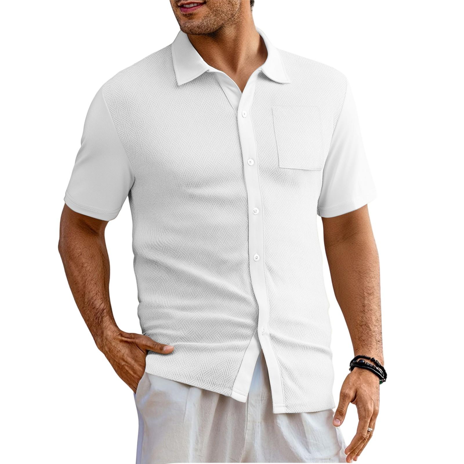 

Мужская однотонная классическая рубашка с короткими рукавами в спортивном стиле XXXL белый