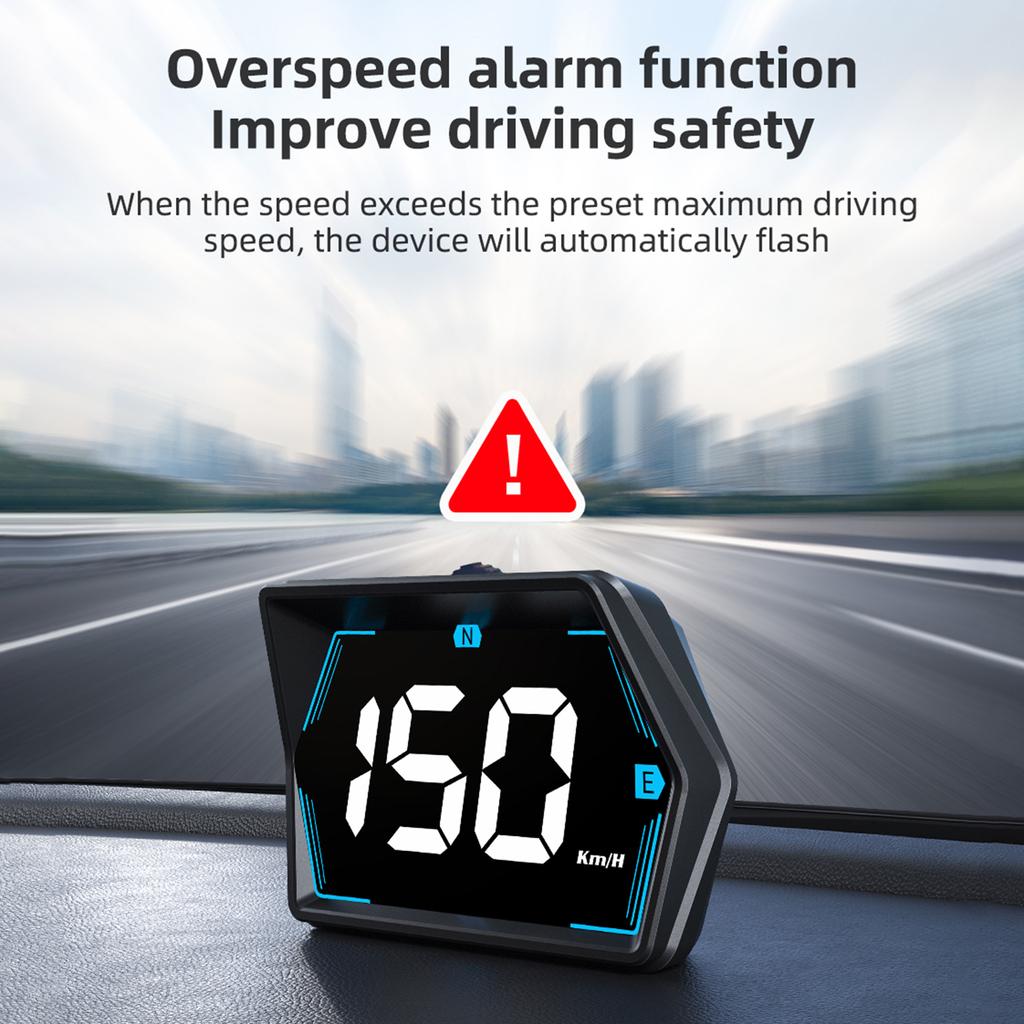 Head-Up-Display, GPS-Tachometer Universelles Auto-Head-up-Display 3 Zoll MPH Geschwindigkeitsmesser mit Kompass Geschwindigkeitsüberschreitungsalarm für