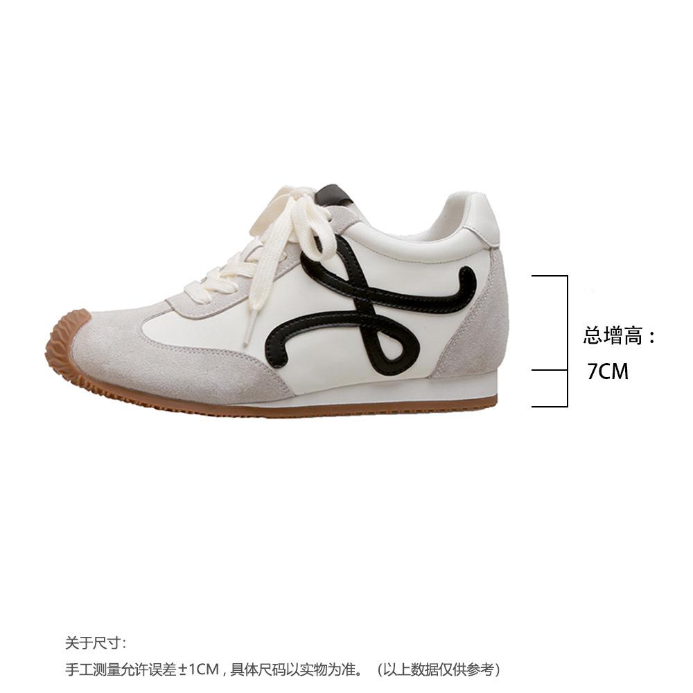 7Cm Version Inner Height Increase Forrest Gump Shoes Women's Leather 2025 New Small Retro German Training Shoes Versatile Casual Single Shoes