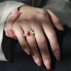 925 Sterling Silver Ice Flower Cut Pear Shape Color Gem Ring for Women Inlaid Brilliant High Carbon Diamond Band Daily Jewelry Gift