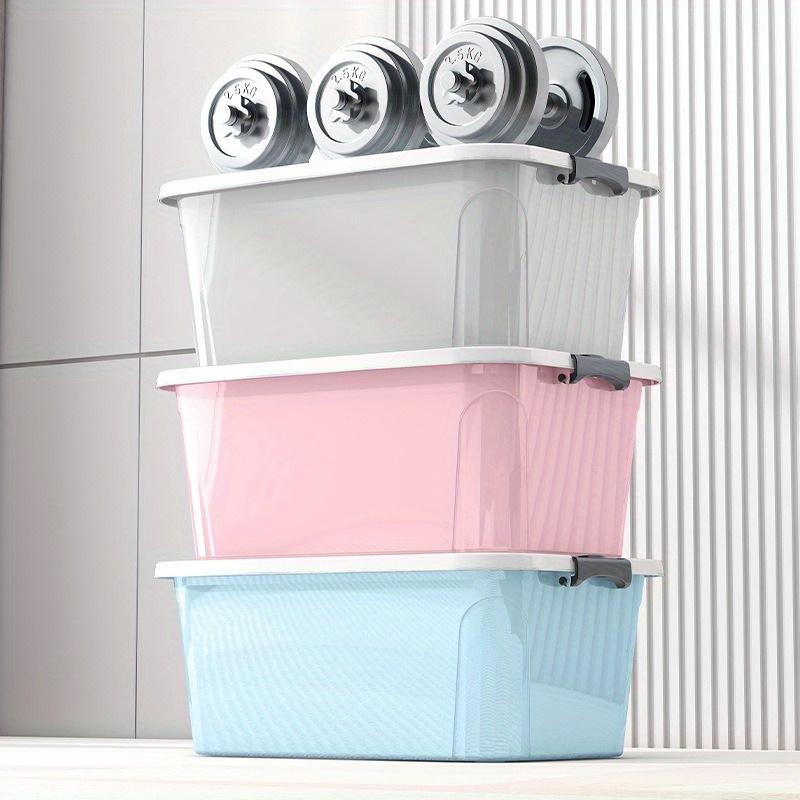 4pcs Nordic Storage Boxes - Stackable Plastic Bins for Closet, Car Trunk & Bathroom Organization - Clear Pantry Containers