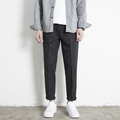 New Four Seasons Men's Fashion Sagging Business Casual Straight Tube Versatile Fashion Korean Elastic Waist Suit Pants