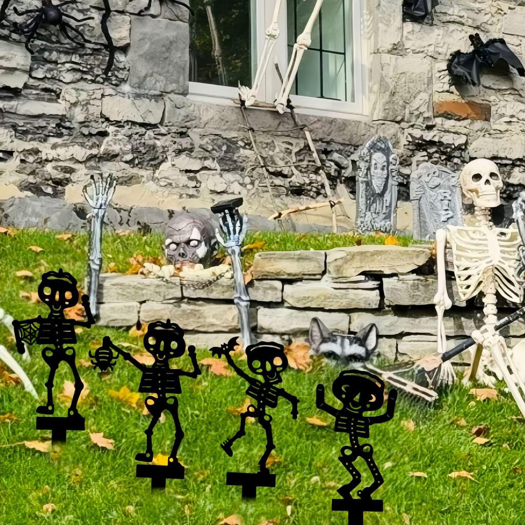 Outdoor Halloween Dancing Skeleton Metal Garden Silhouette