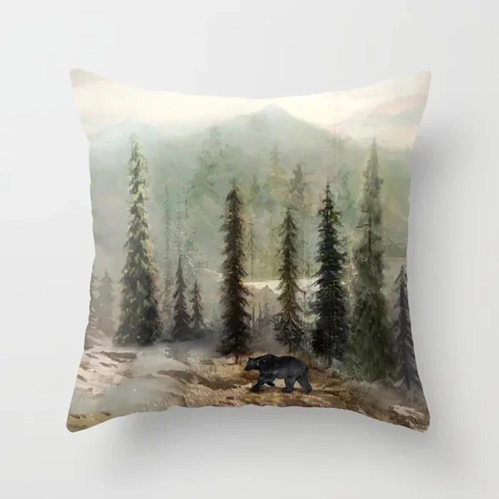 45X45Cm Beautiful Scenery Pillow Case For Sofa Soft Throw Cushion Cover Decor Vintage Landscape Painting Pillowcase