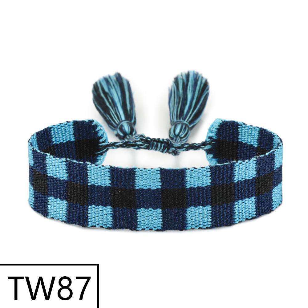 Customizable Handmade Bohemian Tassel Bracelet with Embroidered Logo - European & American Ethnic Friendship Style