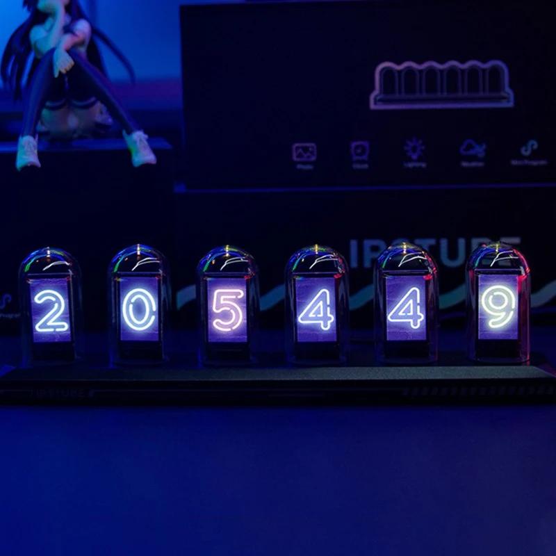 Smart Retro Silent Alarm Clocks RGB Digital Led Luxury Elegant Nixie Tube Clock Flip Nordic Desk Clock Room Unique Design Clock Office Decorating
