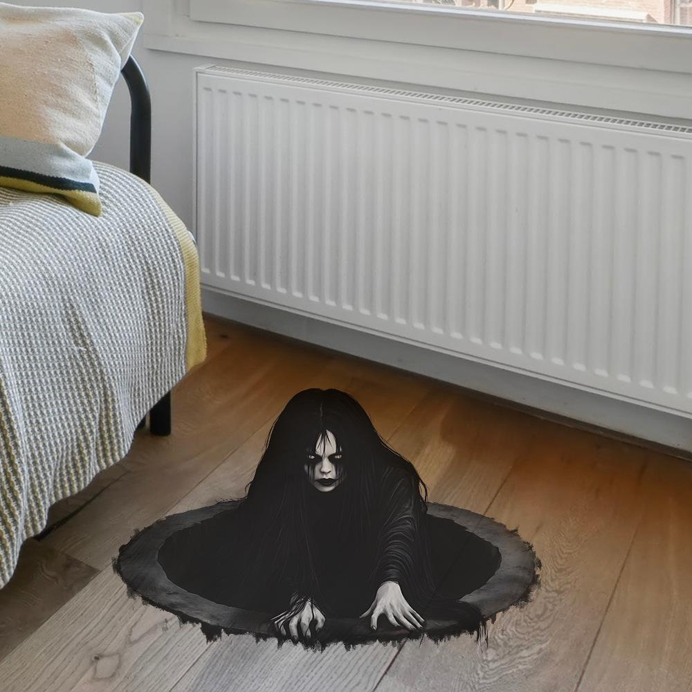 Halloween Simulation Horror Female Ghost Bedroom Living Room Floor Atmosphere Decoration Stickers