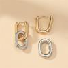 Retro Stainless Steel Square Earrings for Women Double Loop Design Drop Earrings Gold Silver Color Geometric Round Earrings