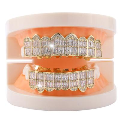 Super Sparkly Zirconia Hip Hop Grillz: Exaggerated High-End Tooth Jewelry for Men