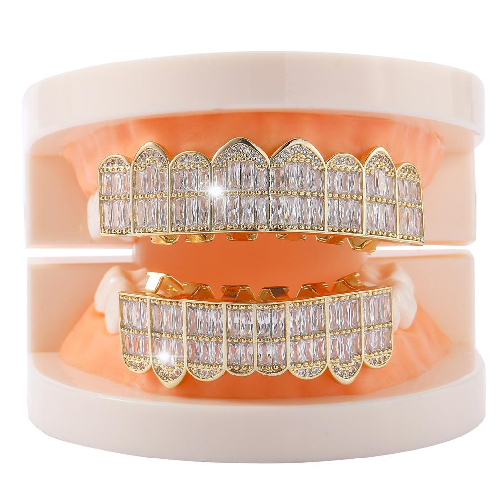 Super Sparkly Zirconia Hip Hop Grillz: Exaggerated High-End Tooth Jewelry for Men