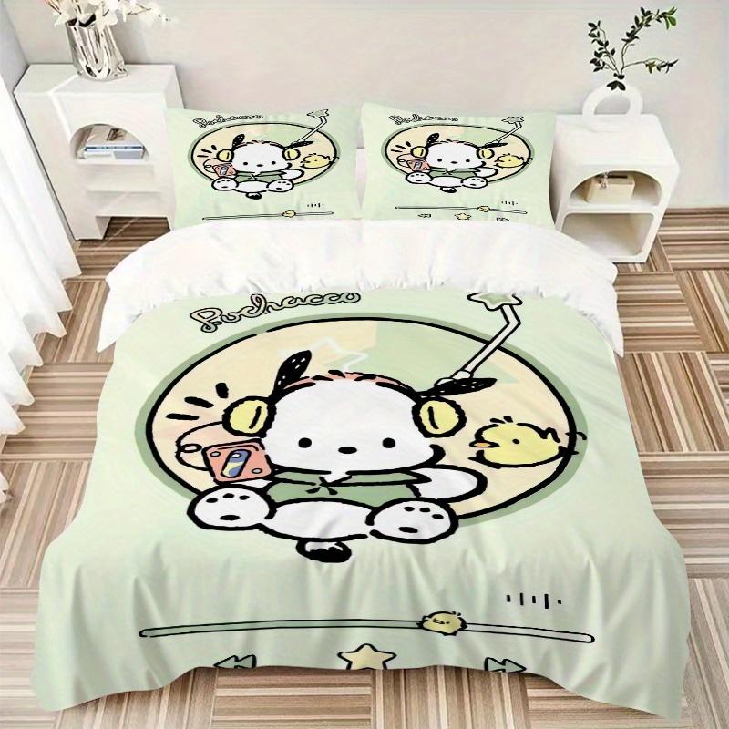 3pcs POCHACCO Listening to Music Bedding Set - 1 Soft Quilt Cover + 2 Pillowcases, Machine Washable - Suitable for All Seasons, Perfect Gift