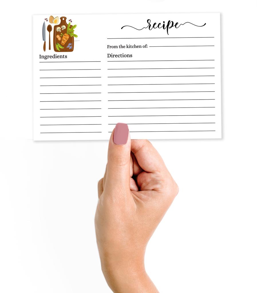 Inkdotpot Recipe Card 6x4 Inch Single-Sided Recipe Design Cards White Floral Kitchen Cards Wedding-Bridal Shower-Baby Shower- Pack of