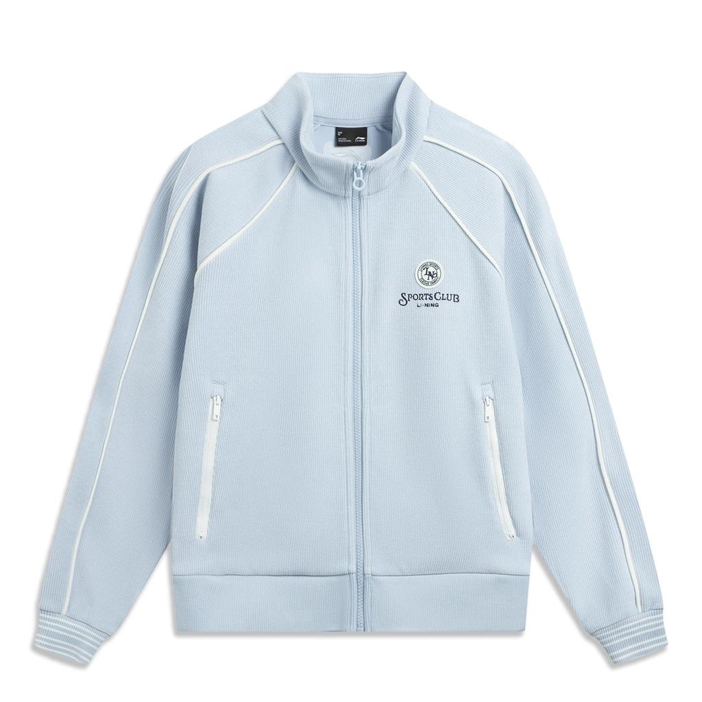 Li-Ning Sports Lifestyle Series Stand Collar Zipper Striped Letter Color Block Sweatshirt Women Sweatshirt AWDV994-2
