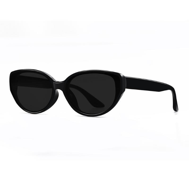 

Y2K Stylish Cat Eye Sunglasses Ladies Slim Facial Look Premium Texture UV Protection White Square Frame Polarized Lens Shade Ordinary film чорний