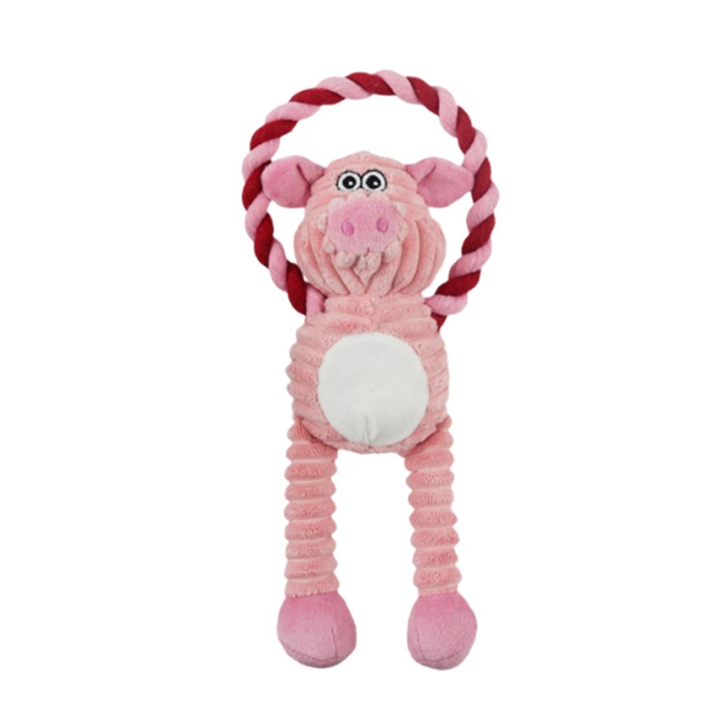 Plüsch-Seilspielzeug mit Quietscher für Haustiere, Cartoon-Tier-Plüschtier, Interaktive Tauzieh-Trainingszubehör für Hunde