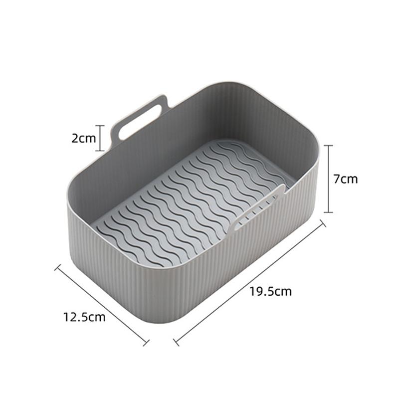 19.5x12.5x7cm Reusable Airfryer Silicone Basket Air Fryer Oven Baking Tray Rectangle Non Stick Air Fryer Basket Kitchen Tools