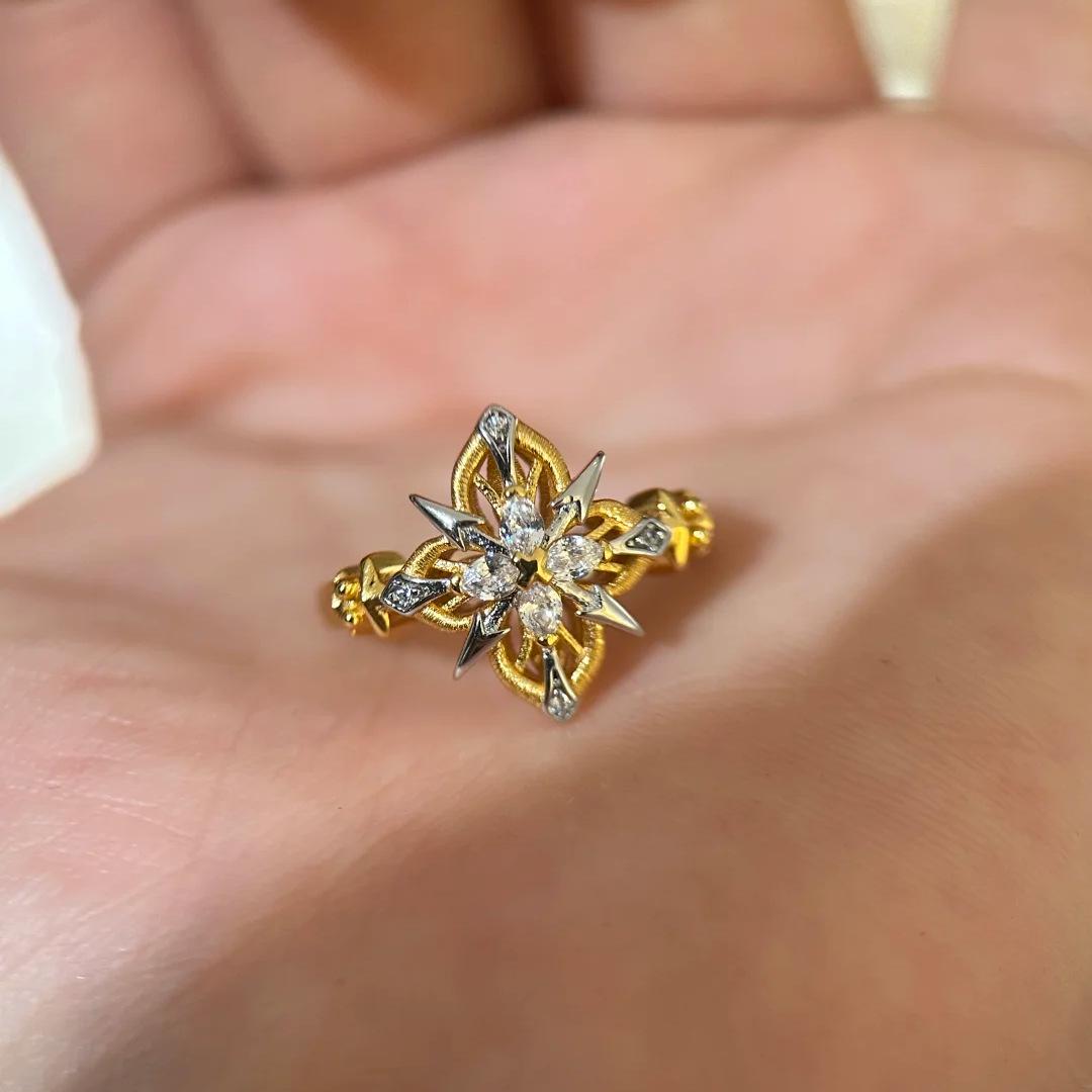 

Vintage Rebirth Antique Clover Diamond Ring Adjustable