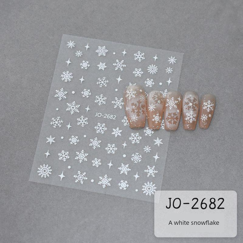 

Spring/Summer 2025 New Arrival Internet Hot White Christmas Snowflake Nail Sticker Gilding Laser Nail Ornament JO2682-Snow White