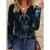 Elegant Casual Comfortable Style Painting Animal Dog Elements Printing Pattern Code Women's Clothing Crew Neck Zipper Long Sleeve
